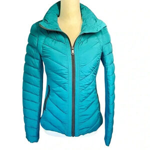 Bernardo Performance Teal Blue Puffer Zip Up Jacket Women Size XS